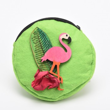 Πουγκί  με lasercut flamingo 12*12cm