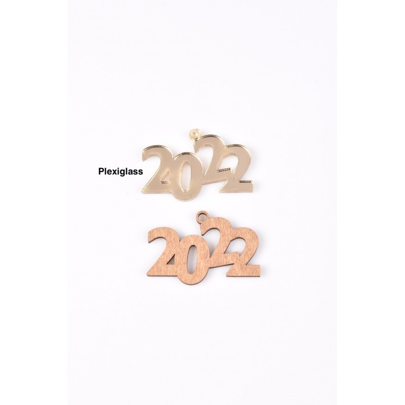 Στοιχείο για γούρια χρυσό plexiglass 2022 4,5cm