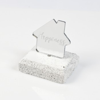 Plexiglass σπιτάκι ασημί σε πέτρα 8X8CM